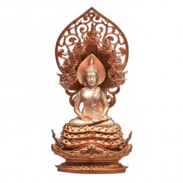 พระพุทธมุจจลินท์รักษ์ธนทวี สูง 3.9 ซม. ปรกชนวนรวมใจ องค์ไวท์บรอนซ์