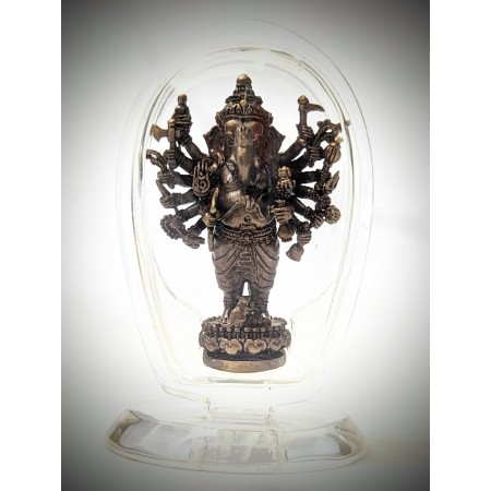 Acrylic Stand พระพิฆเนศปาง16กร (วีระคณปติ) บรอนซ์ซาติน