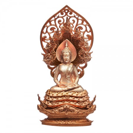 พระพุทธมุจจลินท์รักษ์ธนทวี สูง 3.9 ซม. ปรกชนวนรวมใจ องค์ไวท์บรอนซ์