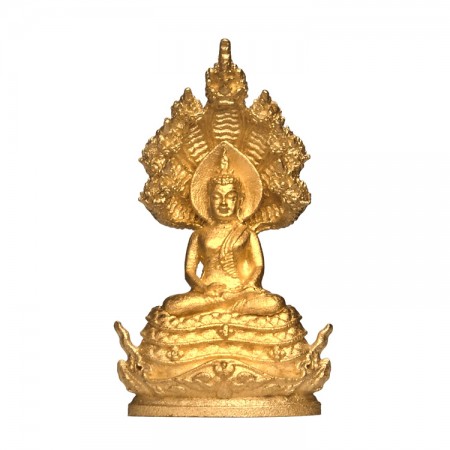 พระพุทธศิลป์นาคปรก สูง 2.1 ซม. เนื้อทองคำ ~8.5g