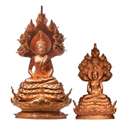 ชุดพระพุทธศิลป์นาคปรก สูง 3.6 ซม. + 2.1 ซม. (ชนวนรวมใจผสมเหล็กไหล)