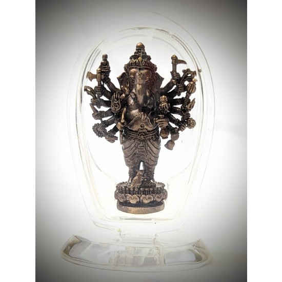 Acrylic Stand พระพิฆเนศปาง16กร (วีระคณปติ) บรอนซ์ซาติน