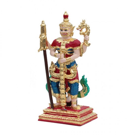 ท้าวเวสสุวรรณตรีพระเพลา ขนาดสูง 5 นิ้ว (เนื้อโลหะเพ้นท์สีปิดทองแท้เครื่องทรง)
