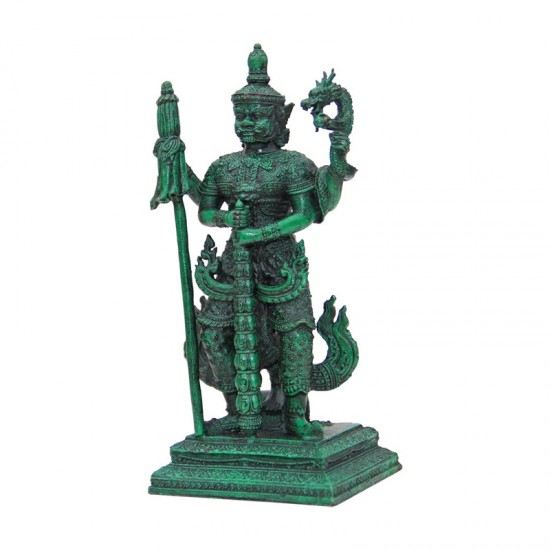 ท้าวเวสสุวรรณตรีพระเพลา ขนาดสูง 5 นิ้ว (เนื้อเคลือบพาทิน่าเขียวมรกต)