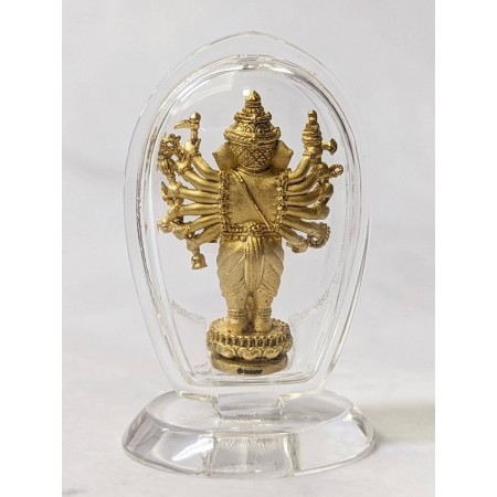 Acrylic Stand พระพิฆเนศปาง16กร (วีระคณปติ) บรอนซ์ชุบทอง
