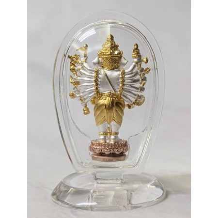 Acrylic Stand พระพิฆเนศปาง16กร (วีระคณปติ) บรอนซ์ชุบ3K