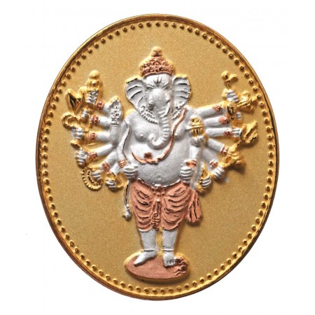 เหรียญพระพิฆเนศวรปาง16กร (วีระคณปติ) ชุบ3K