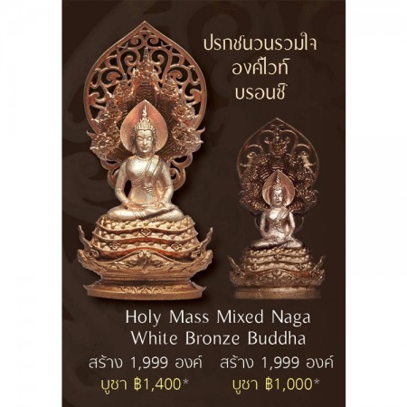 พระพุทธมุจจลินท์รักษ์ธนทวี สูง 3.9 ซม. ปรกชนวนรวมใจ องค์ไวท์บรอนซ์