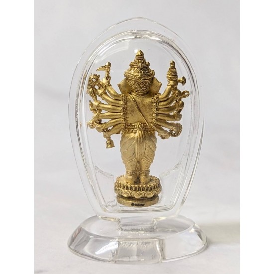 Acrylic Stand พระพิฆเนศปาง16กร (วีระคณปติ) บรอนซ์ชุบทอง