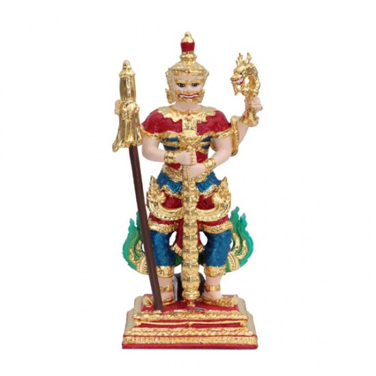 ท้าวเวสสุวรรณตรีพระเพลา ขนาดสูง 5 นิ้ว (เนื้อโลหะเพ้นท์สีปิดทองแท้เครื่องทรง)