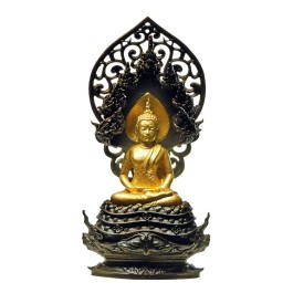 พระพุทธมุจจลินท์รักษ์ธนทวี สูง 3.9 ซม. ปรกดาร์คแบล็ค องค์ทองระฆัง