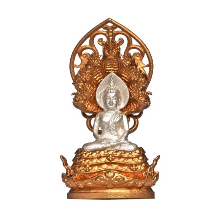 พระพุทธมุจจลินท์รักษ์ธนทวี สูง 2.4 ซม. ปรกบรอนซ์อิตาลี องค์เงิน