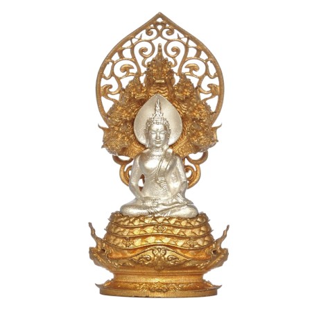 พระพุทธมุจจลินท์รักษ์ธนทวี สูง 3.9 ซม. ปรกบรอนซ์อิตาลี องค์เงิน