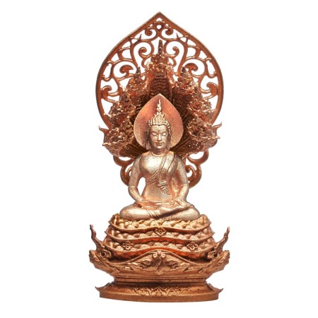 พระพุทธมุจจลินท์รักษ์ธนทวี สูง 3.9 ซม. ปรกชนวนรวมใจ องค์ไวท์บรอนซ์