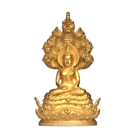 พระพุทธศิลป์นาคปรก สูง 2.1 ซม. เนื้อทองคำ ~8.5g