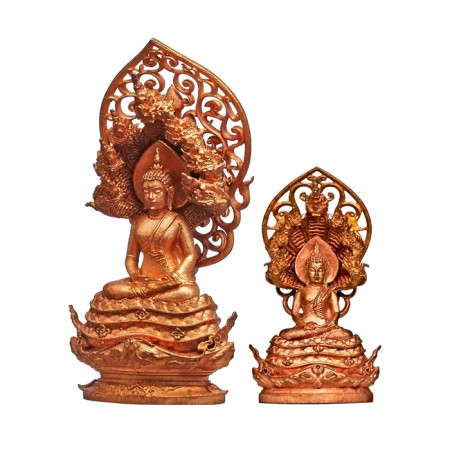 ชุดพระพุทธมุจจลินท์รักษ์ธนทวี สูง 3.9 ซม. + 2.4 ซม. (ชนวนรวมใจผสมเหล็กไหล)