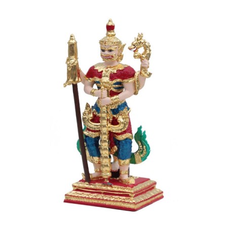 ท้าวเวสสุวรรณตรีพระเพลา ขนาดสูง 5 นิ้ว (เนื้อโลหะเพ้นท์สีปิดทองแท้เครื่องทรง)