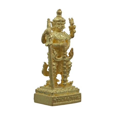 รูปหล่อท้าวเวสสุวรรณตรีพระเพลา สูง 3.8 ซม. (เนื้อชุบทองขูดเงาบางส่วน)