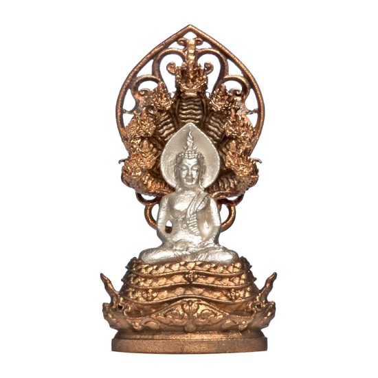 พระพุทธมุจจลินท์รักษ์ธนทวี สูง 2.4 ซม. ปรกนวะองค์เงินรมดำซาติน พระพุทธมุจจลินท์รักษ์ธนทวี สูง 2.4 ซม. ปรกนวะองค์เงินรมดำซาติน