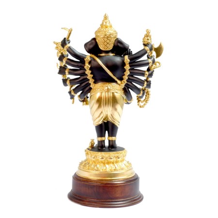 พระพิฆเนศวรปาง16กร (วีระคณปติ) ขนาดตั้งบูชาสูง 15 นิ้ว (ปิดทองบางส่วน) พร้อมฐานไม้อย่างดี